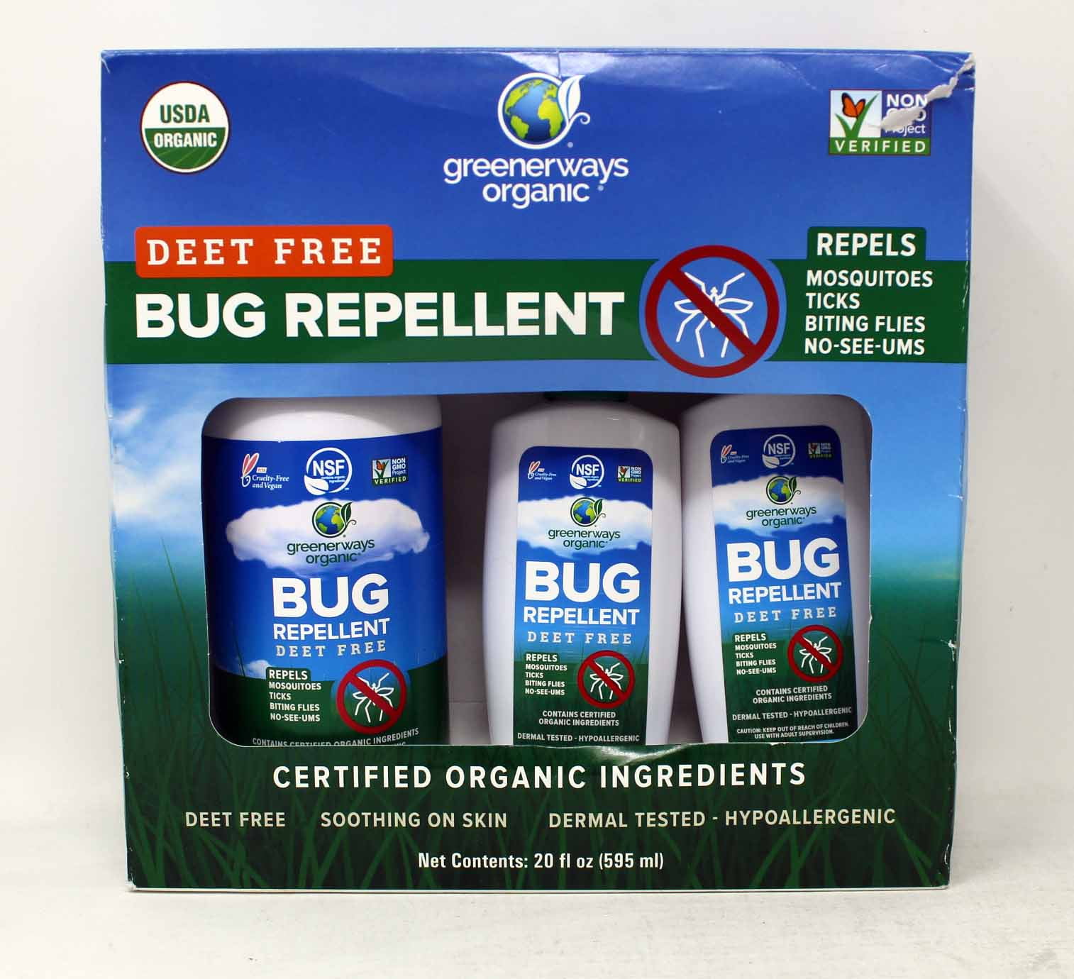 Greenerways Organic Deet Free Bug Repellent Set 3 Pieces