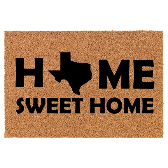 Coir Doormat Front Door Mat New Home Closing Housewarming Gift Home Sweet Home Texas (30" x 18" Standard)