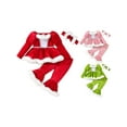 thumbnail image 3 of Gzhioc Toddler Baby Girl Christmas Fall Outfit 6 12 18 24 Months 2T 3T 4T Long Sleeve Square Neck Plush Trim Tops with Elastic Waist Flare Pants Headband, 3 of 9