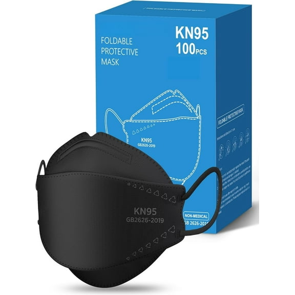 PUMIER KN95 Face Masks 50 Pack for Adults, Breathable and Comfortable KN95 Mask with Elastic Ear Loop, Filter Efficiency≥95%, Black