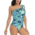 thumbnail image 3 of Gaeub Flying Swallows Women's One Shoulder Ruffle Tummy Control Swimwear for Swimming Surfing Beach Party - XX-Large, 3 of 8