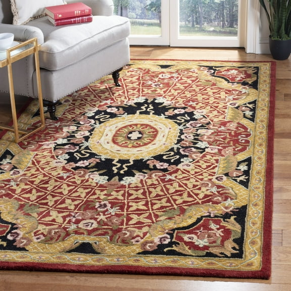 SAFAVIEH Classic Chandler Oriental Wool Area Rug, Burgundy/Black, 5' x 8'