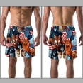 thumbnail image 3 of luoweisi Men's Beach Shorts Quick Dry Swim Trunks with Mesh Lining American Flag and Animals S, 3 of 5