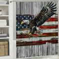 thumbnail image 6 of Fenyluxe American Flag Shower Curtain Vintage Patriotic Eagle Stars Stripes Fourth of July Independence Rustic Wood Panels Art Fabric Polyester Bathroom with Hooks, Black Grey Red White, 6 of 7