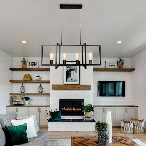 FINE MAKER Modern Kitchen Island Light for Kitchen Pendant Chandelier 4-Light Ceiling Light Industrial Pendant Lighting Fixture