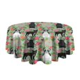 thumbnail image 5 of Cute Bulldog Dog and Flower Florals Round Tablecloth 60"x60",Wrinkle Wipeable Table Cloth for Kitchen Dining Room Picnic Patio Party, 5 of 6