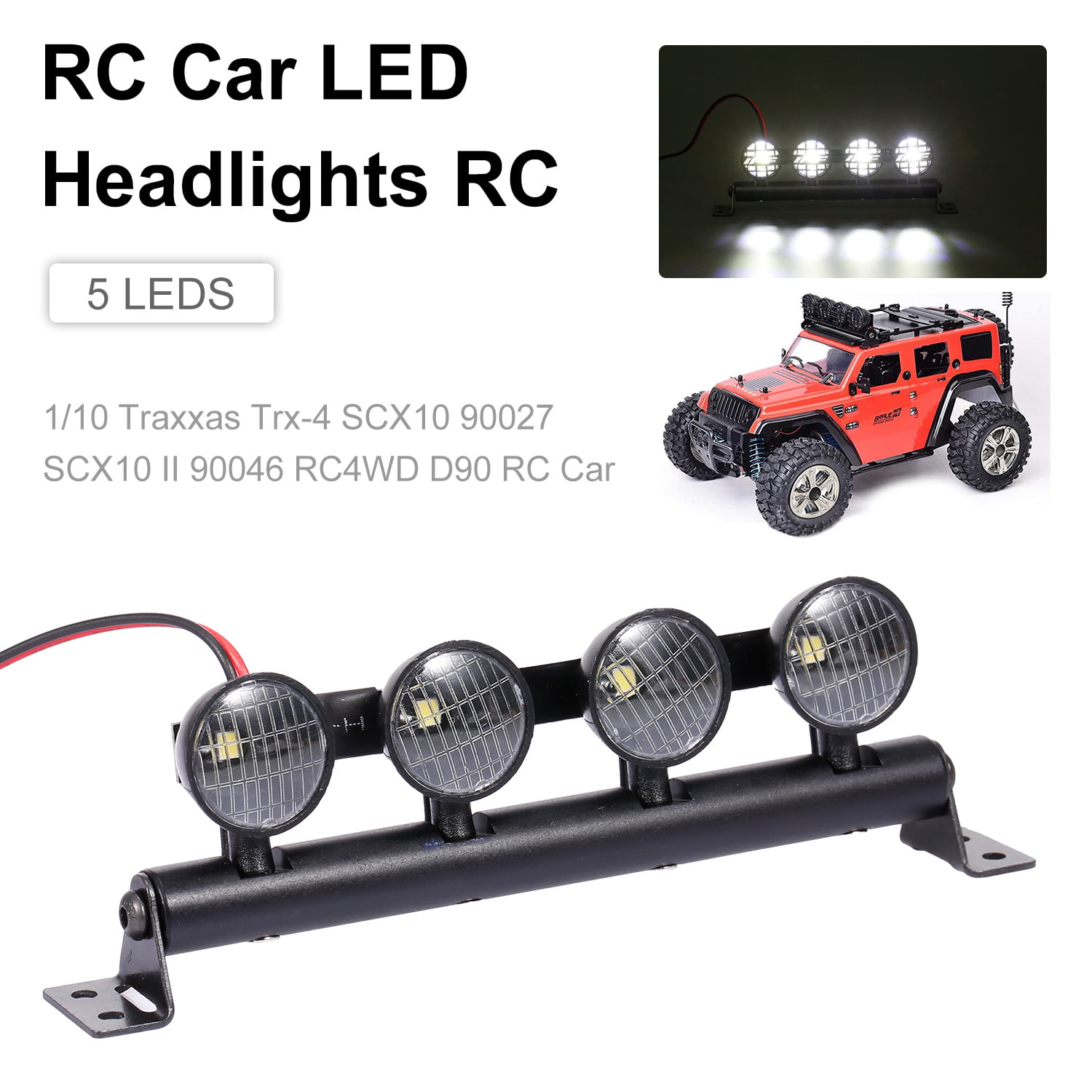 5x LED Lamp Bright Light Lighting w/ Cover 1/10 RC4WD D90 RC Climbing Truck