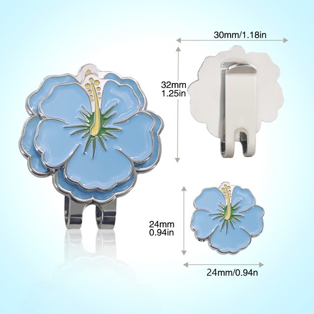 Golf Ball Marker Golf Cap Clips With Magnet Mark Golf Ball Position Removable Metal Petal Pattern Drop Ship Golf Accessories Blue Morning Glory