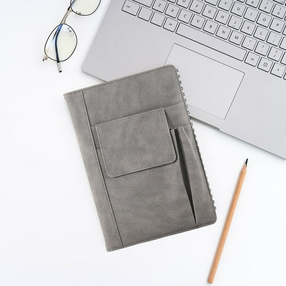 Fiudx Cuaderno A5, Bloc de Notas de Hojas Gruesas, Bloc de Notas de Piel Sintética Resistente, Prácticos Bolsillos En La Cubierta, Ideal para Oficina y Escuela, Ideal para Profesionales y Estudiantes