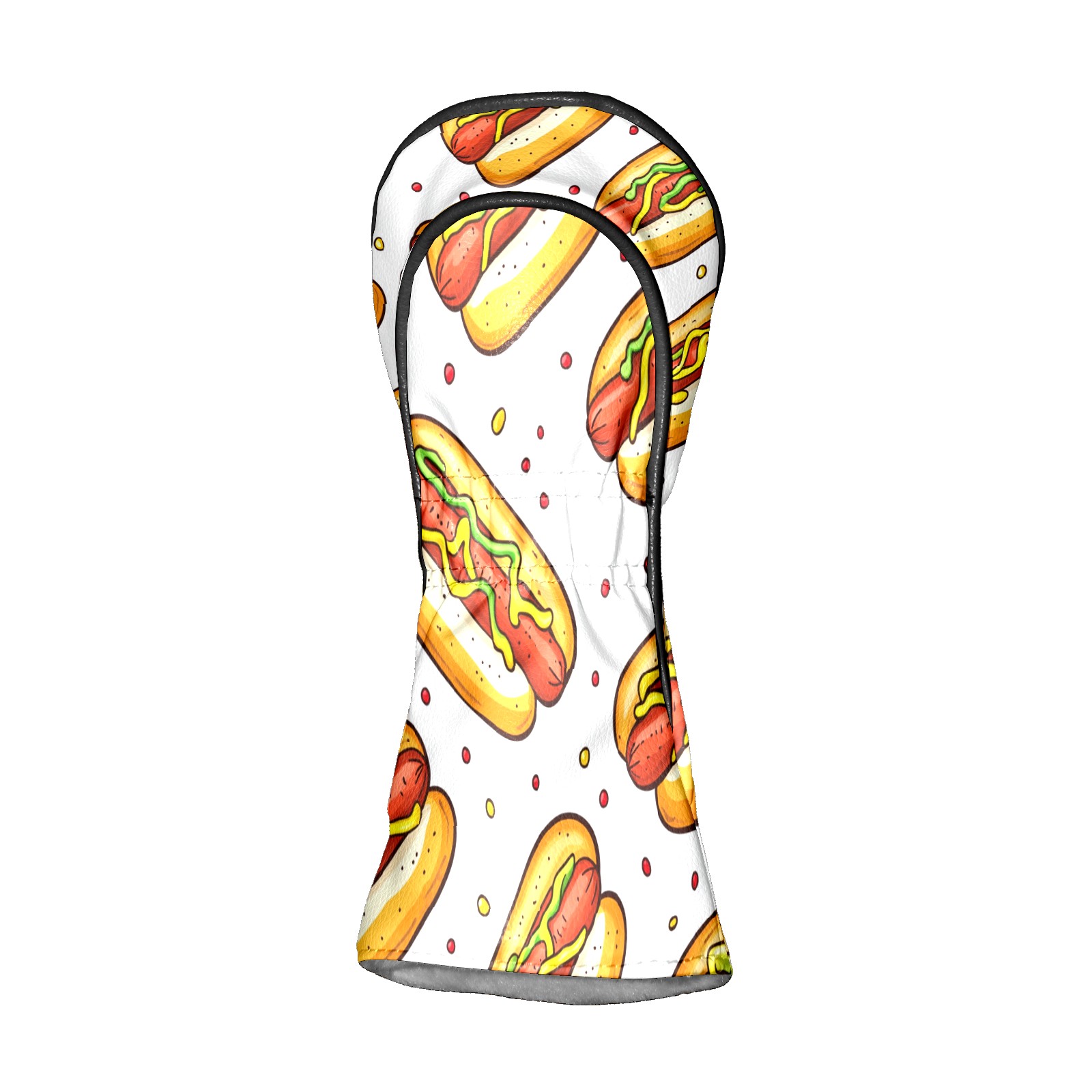 Golf Club Covers PU Leather Waterproof Head Covers for Fairway Woods Hybrids Hot Dog Pattern