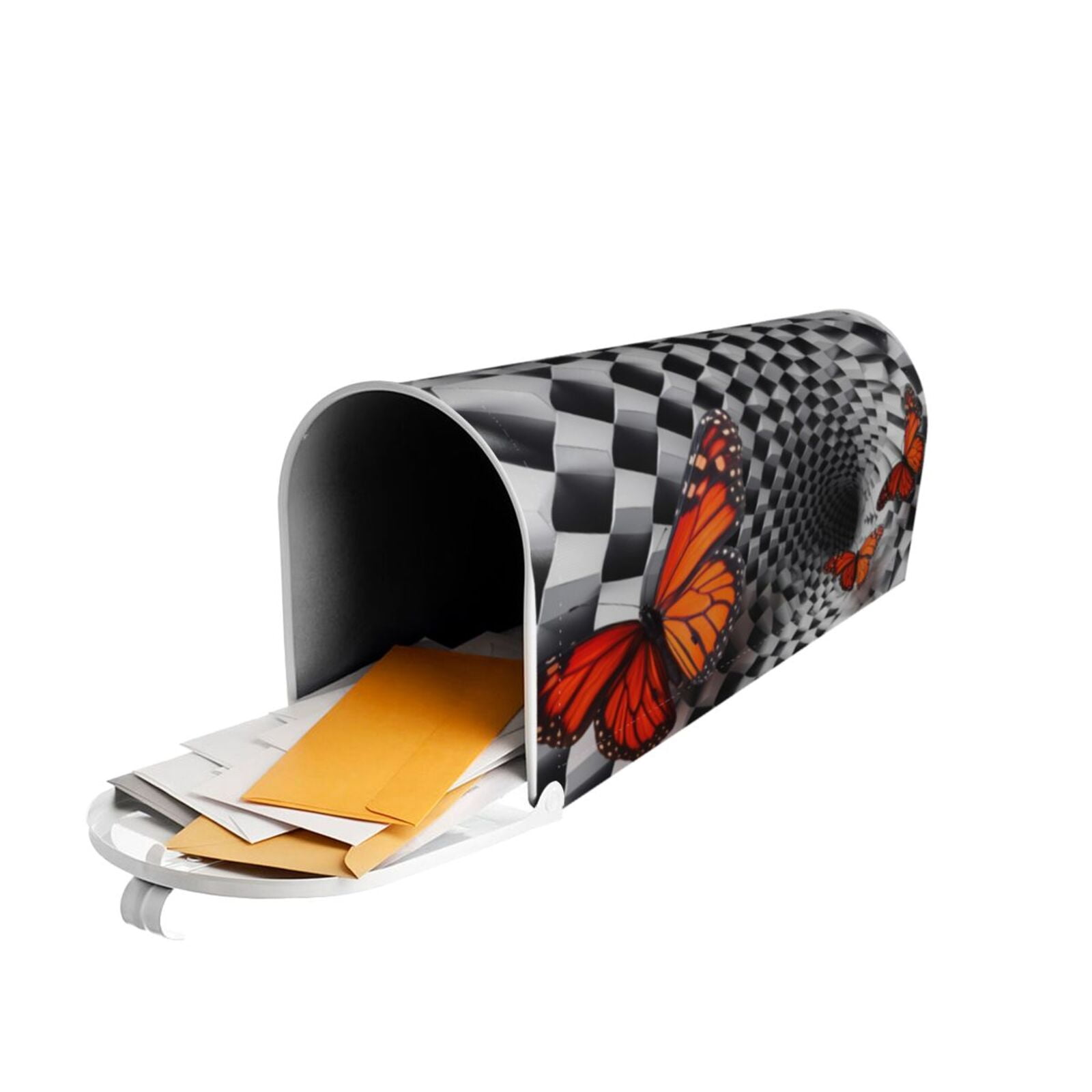 Logiee Butterflies Optical Illusion Print Post Letter Box Wrap Decor, Mailbox Cover Suitable for Standard Mailbox and Large Size Mailbox,Outdoor Yard Decoration-21x18 in