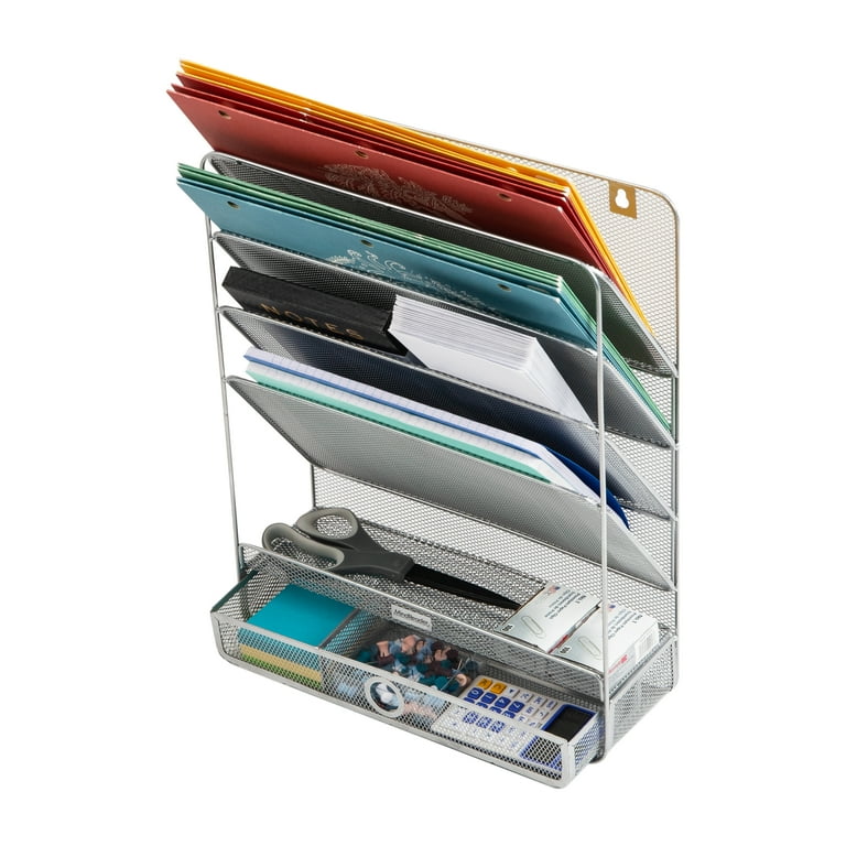Mind Reader 4-Tier Vertical File Organizer, Silver photo 6