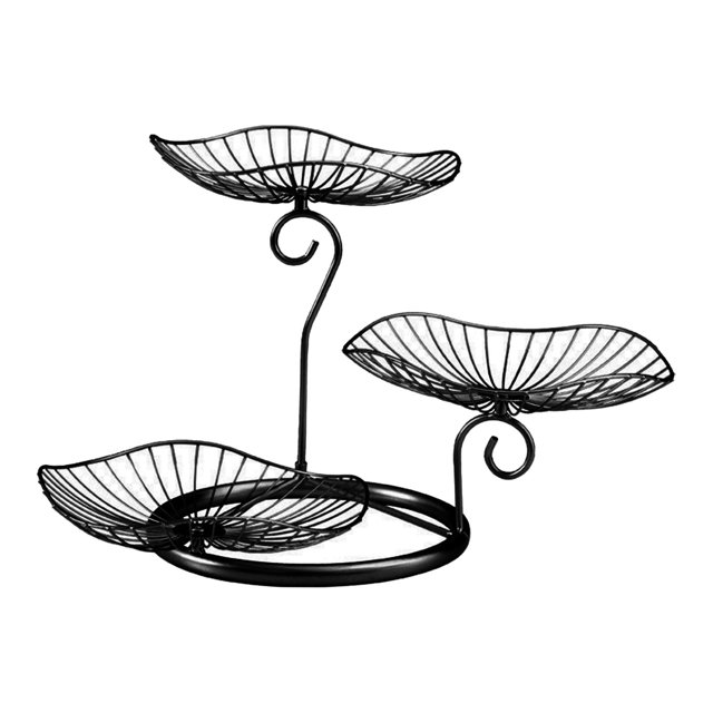 Cesta de frutas multicapa Soporte Organizador De Cesta De Drenaje Multicapa Marco De Metal Para Encimera Cocina Negro Fanmusic Cesta de frutas multicapa