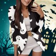 thumbnail image 2 of Chaquetas de traje de lentejuelas Damas Halloween Lindo animados Estampado Moda Exquisita,blazer moda（Blanco， XXL), 2 of 5