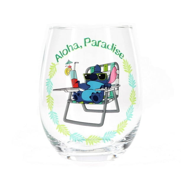 Vaso sin tallo Silver Buffalo Disney Lilo and Stitch Aloha Paradise 20 onzas