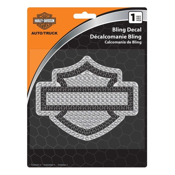 Harley-Davidson Bling Silhouette Bar & Shield Logo Decal - Silver - 6 x 8 in., Harley Davidson