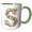 Green/White, variant on 3drose, Pretty Watercolor Floral Monogram Letter S, 11oz Two-tone Black Mug