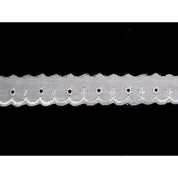 Kiddo 1" White Cotton Eyelet Lace Trim Sewing Notions Crafts Supplies by Yardage
