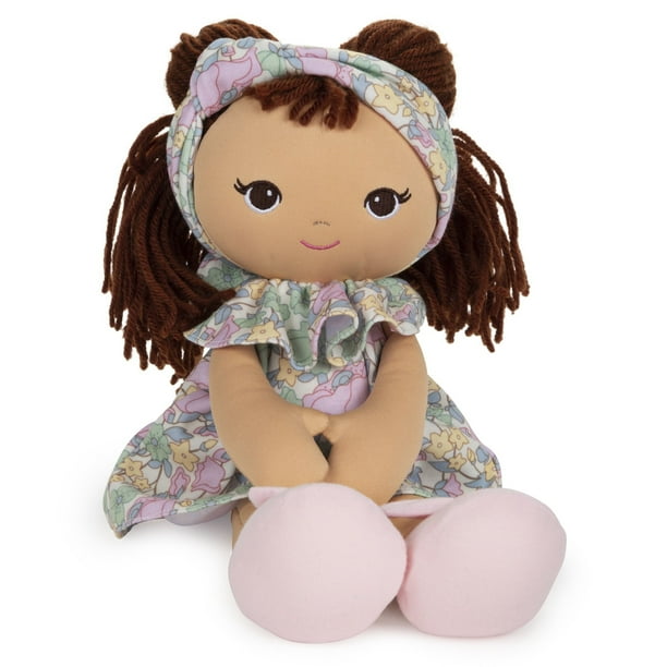 GUND Baby Toddler Doll Plush Brunette, Green Garden Dress, 8