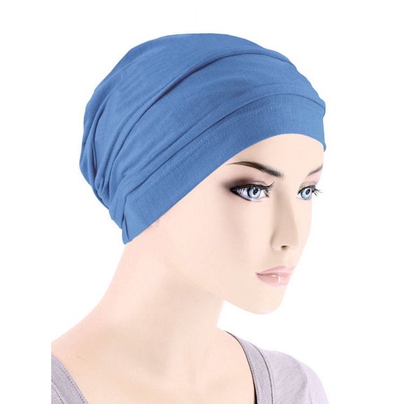 Lux Bamboo Pleated Cap in Periwinkle Blue