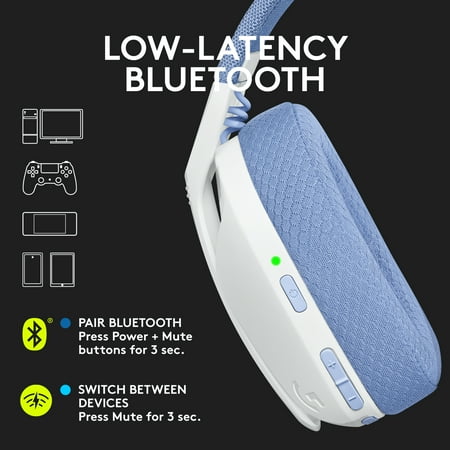 Logitech - G435 Wireless Dolby Atmos Over-the-Ear Gaming Headset for PC, PS4, PS5, Nintendo Switch, Mobile with Built-in Mic - White