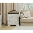 thumbnail image 2 of WAMPAT End Table, Pedestal Side Table with Drawer and Cabinet Wood Bedside Table Nightstands for Living Room Bedroom，Cream White, 2 of 5