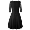 thumbnail image 4 of Robes pour Femmes 2024 Été Surdimensionnée Tempérament Manches Trois Quarts Faux Deux Pièces Encolure Patchwork Grande Jupe Robe en Dentelle Rabais de 50 % Liquidation!, 4 of 6