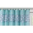 thumbnail image 2 of Complete 15pc Square Design Mosaic Turquoise Color Bathroom Set Banded Rubber Backing 2 Rug Bath Mats With Fabric Shower Curtain with Hooks, 2 of 2