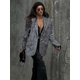 thumbnail image 1 of Chaqueta de traje con bolsillos y solapa para mujer, abrigo holgado de un solo pecho con lazo 3d, color gris, elegante, ropa de oficina para viaje, novedad de 2024, 1 of 5
