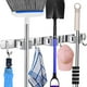 thumbnail image 1 of Soporte para fregona y escoba, 3 posiciones, 4 ganchos, soporte de pared de acero inoxidable, 1 of 6