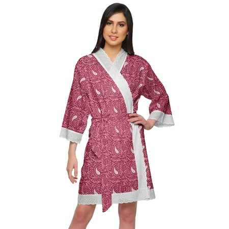 

Moomaya Kimono Sleeve Bathrobes For Women Printed Kimono Cotton Sleepwear Robe