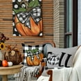 thumbnail image 4 of Fall Decorative Throw Pillow Covers 18x18 Inch Set of 4, Pumpkins Thankful Blessed Buffalo Plaid Grey Fall Decor Outdoor Farmhouse Cushion Cases for Home, 4 of 6