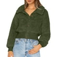 thumbnail image 5 of Herrnalise Jackets For Women Fashion Long Sleeve Soild Warm Outwear Short Coats Casual Tops Shackets For Women 2023 fall Army Green,L, 5 of 9