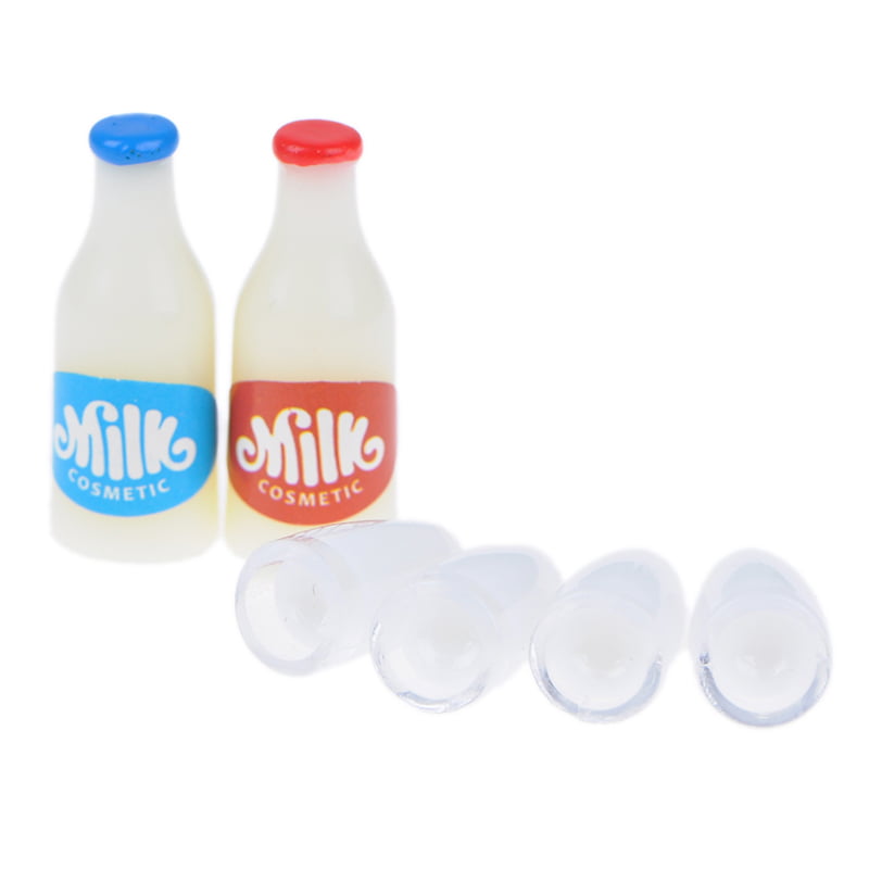 6Pcs 1:12 Dollhouse miniature milk bottle milk cup for dolls house kitc PDH 