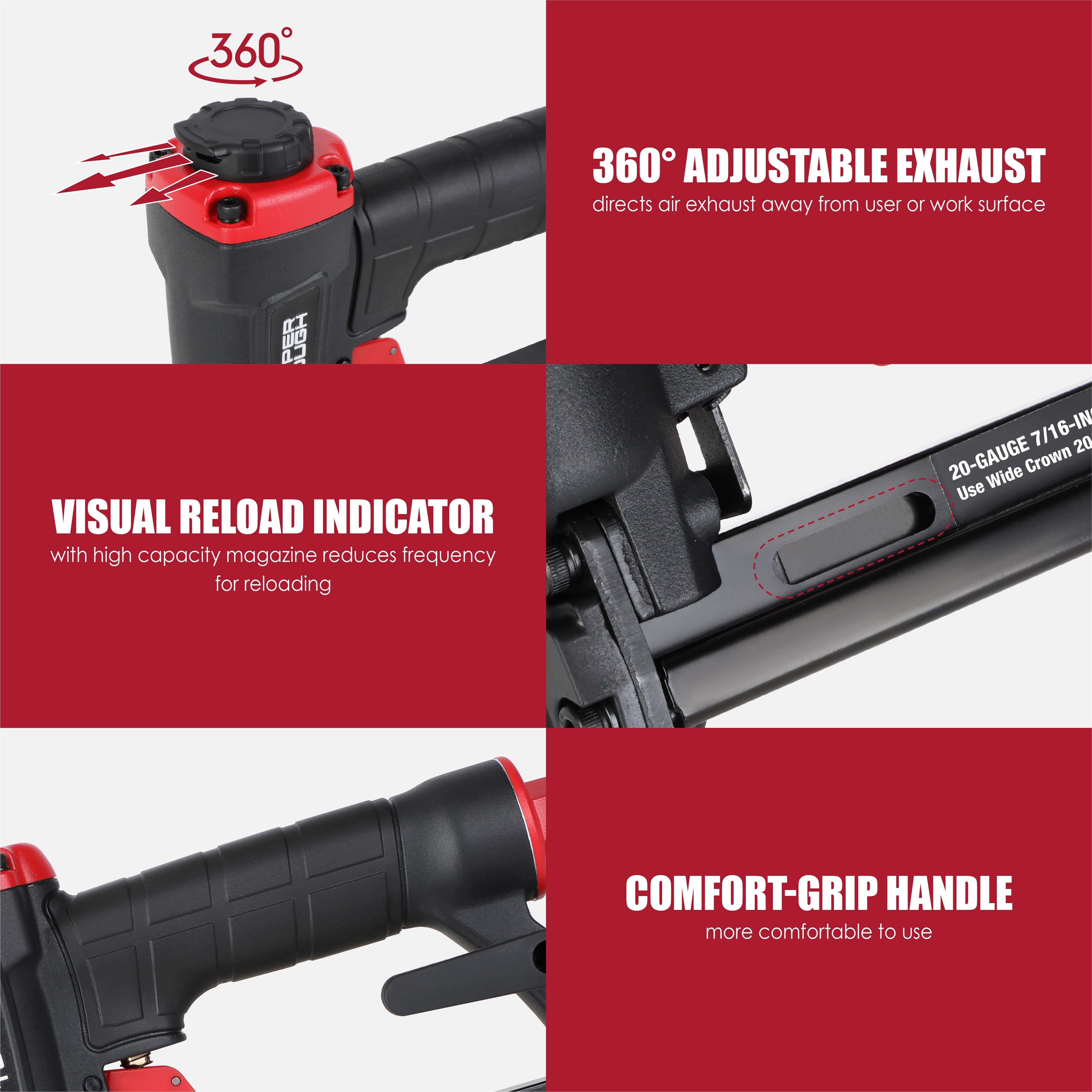 Hyper Tough 20-Gauge 7/16 inch Pneumatic Wide Crown Stapler