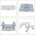 thumbnail image 4 of Foldable Picnic Table Suitcase with 4 Seats Umbrella Hole Chairs Set for Travel Camping Outdoor Silver, 4 of 9