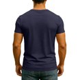 thumbnail image 4 of Men's Solid Color V-Neck T-Shirt Short Sleeve Casual Top Soft & Lightweight For Spring And Summer Daily Wear Basic Clothing,Navy,XL, 4 of 4