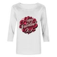 thumbnail image 3 of FMFYFH Hauts de la Saint-Valentin à Manches 3/4 pour Femmes, T-Shirts à Col Rond, Tunique Ample Décontractée, 3 of 5