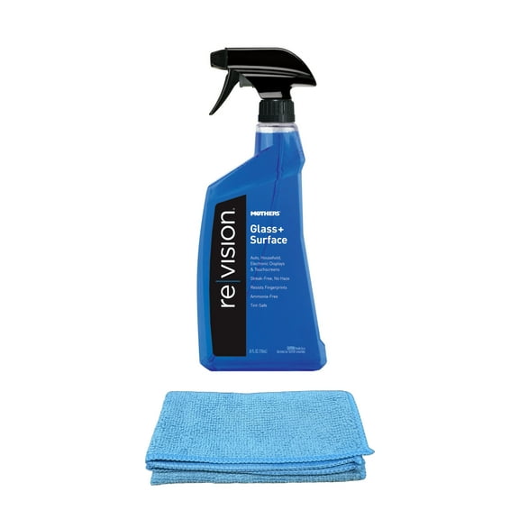 Mothers Revision Glass & Surface Cleaner (24 oz) Bundle with Microfiber Cloth (2 Items)