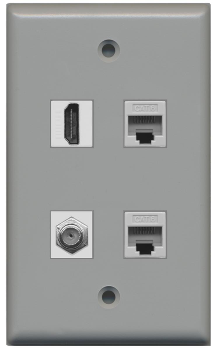 RiteAV 1 Port HDMI 1 Port Coax Cable TV FType 2 Port Cat6