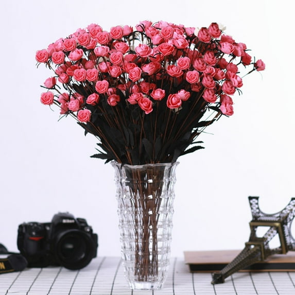 DALX 15 Stems Artificial Fake Rose Full Blooming Flowers Bouquet Home Office Decoration Country Style
