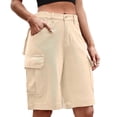 thumbnail image 4 of Ounisa Women's Casual Loose Fit Multi-Pockets Twill Bermuda Cargo Shorts Y2K Baggy Knee Length Shorts Grunge Techwear, 4 of 6