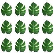 jiaroswwei 12Pcs/Pack Artificial Leaf Simulated Wide Application Fabric Green Fake Palm Leaf Decor Home Supplies