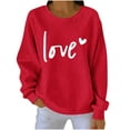 thumbnail image 3 of Feancey Graphic Sweaters for Women Cute Love Heart Print Pullover Tops Holiday Casual Long Sleeve Crewneck Sweater Ribbed Knit Jumpers Red S, 3 of 3