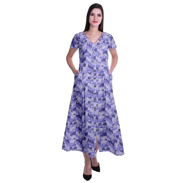 Moomaya Robe Longue Maxi pour Femmes à Manches Courtes, Robe Formelle/décontractée avec Poches P-TTG
