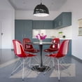 thumbnail image 2 of LeisureMod Dining Chair in Acrylic with Chrome Eiffel Base and Curved Back Design Lightweight Easy Assembly for Modern Home, Kitchen, Cafes Cresco Collection Set of 4 Transparent Red, 2 of 8