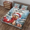 thumbnail image 3 of Merry Christmas Yorkshire Terrier Enjoys Woofmas Winter Xmas Holiday Quilt Bedding Set Yorkie Dog Lover Gifts 1 Blanket Bed Cover 2 Pillowcases - 02022, 3 of 5