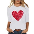 thumbnail image 1 of RXMEKW Haut à Manches 3/4, T-Shirt Ample à Manches Trois-Quarts et Col Rond Imprimé Cœur pour Femmes, 1 of 5