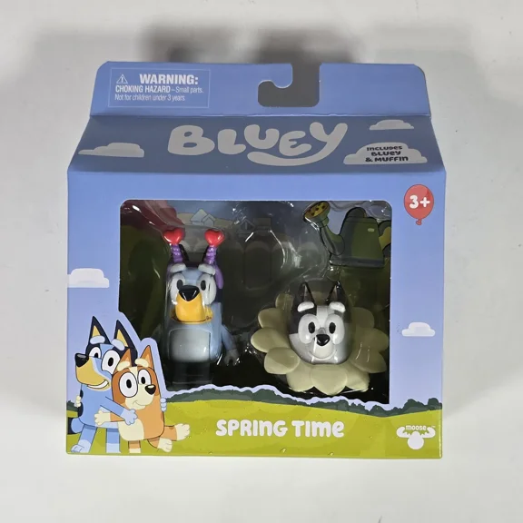 Moose Toys Bluey Figure 2-Pack (Spring Time (Bluey & Muffin))