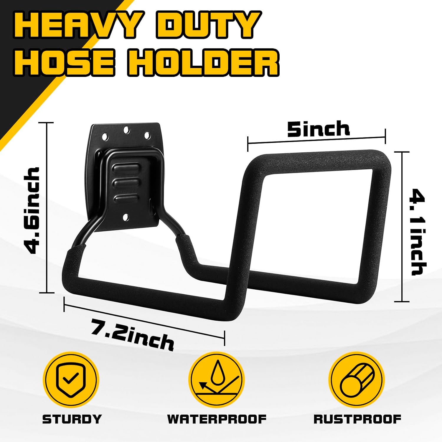 Garden Hose Holder, Metal Wall Mounted Water Hose Reel for Outside, Durable Hook Stand for Garden Hose Storage, Water Hose, Extension Cords, Flexable Hose Use (2Pack)